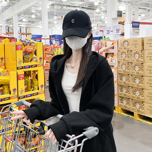 【YW】无忧购美式连帽百搭宽松休闲小个子拉链外套T040(截单后7天发货) 商品图0