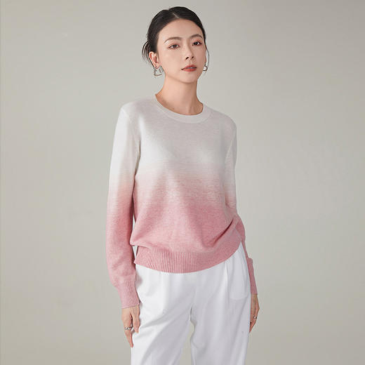 【hr】全新升级【铂金会员367/天猫499/差价132】(10015) 洛诗琳2024秋冬新款渐变色套头宽松慵懒羊绒混纺针织毛衫 商品图0