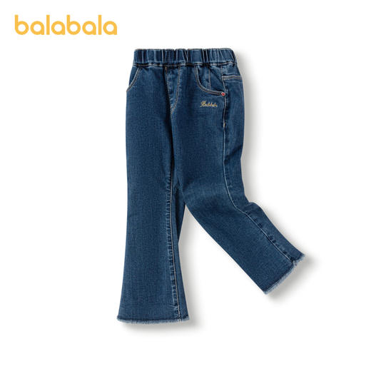巴拉巴拉童装儿童长裤女童牛仔裤2024秋季新款毛边微喇裤时尚绣花 商品图0
