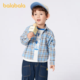 巴拉巴拉童装儿童长袖衬衫男童格纹上衣秋装新款亲子装学院风