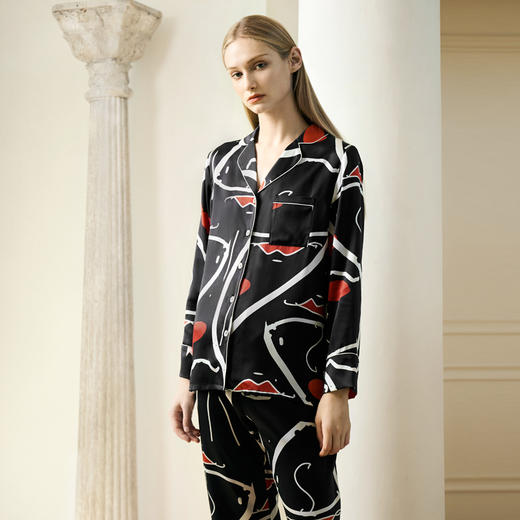 Solo seta女士真丝睡衣印花套装桑蚕丝家居服2025秋季新款丝绸 商品图1