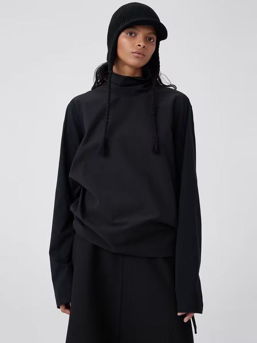 Simple Project/Y24172/高领后开领拼接抽褶衬衫 商品图2