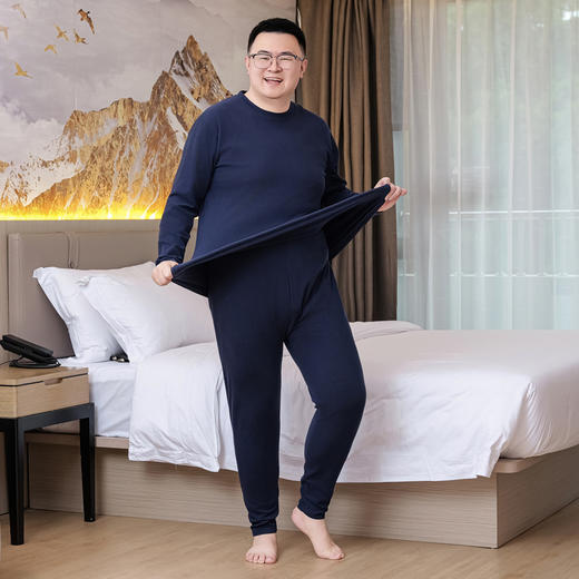 【桑蚕丝绵羊毛】【新款DPD】大依优型大码男装保暖套装内衣护肩护腰抗菌随心裁弹力加绒舒适保暖秋衣秋裤 商品图6