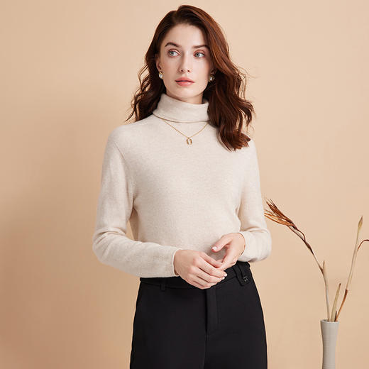 EITIE爱特爱柔软无缝打底薄款高领修身显瘦羊毛针织衫冬新款D2401423 商品图7