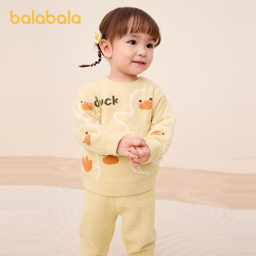 巴拉巴拉宝宝内衣套装男女童衣服冬季家居秋衣裤新款半边绒萌★ 商品图2