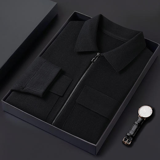 【桑蚕丝绵羊毛】【新款DWP】大依优型大码翻领羊毛衫针织衫加肥加大毛衣大号胖子宽松毛衫男装上衣打底 商品图5