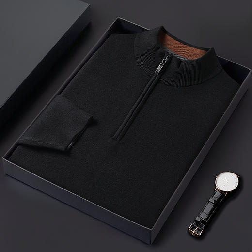 【羊毛】【新款DWP】大依优型大码立领羊毛衫针织衫加肥加大毛衣大号胖子宽松毛衫男装上衣打底 商品图6