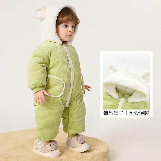 巴拉巴拉宝宝外出羽绒连体衣新款新生儿哈衣爬服冬装可爱萌趣 商品图3