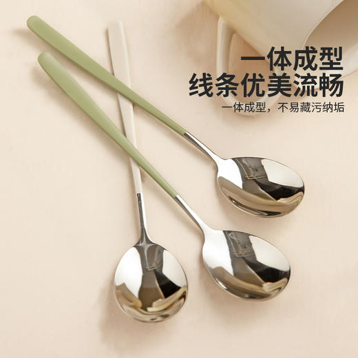 摩登主妇食品级304不锈钢汤勺家用吃饭专用高颜值汤匙长柄小调羹 商品图4