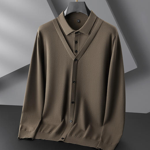 【Q】【假两件】【新款DPF】大依优型大码假两件长袖T恤衬衫领加肥加大肥佬休闲商务宽松透气上衣打底 商品图4