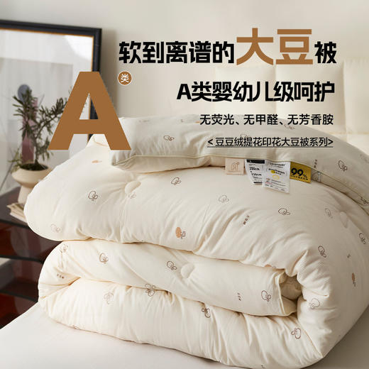 【豆豆绒提花印花大豆被】大豆纤维被印花提花大豆a类冬被被子加厚春秋被柔软 商品图0