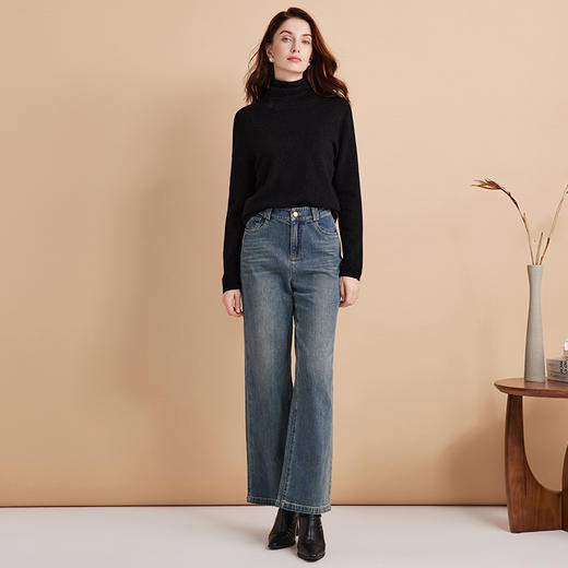 EITIE爱特爱柔软无缝打底薄款高领修身显瘦羊毛针织衫冬新款D2401423 商品图9