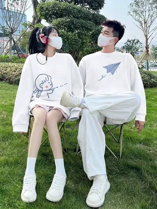 【YW】无忧购韩版卡通印花宽松情侣款百搭休闲320g毛圈圆领卫衣(截单后7天发货)25年清仓捡漏 商品图7