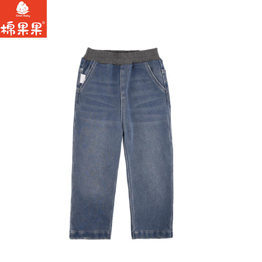 棉果果专柜同款冬季新品男童女童梭织复合绒加绒牛仔裤M402200424632 商品图1