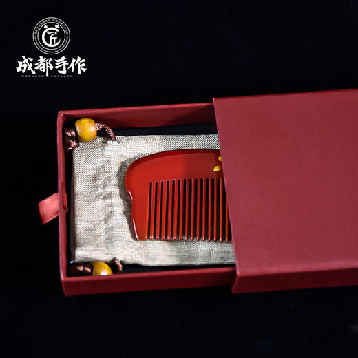 成都手作漆艺梳子 非物质文化遗产 中式梳子 四川特色手工艺品 商品图5