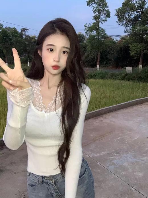 <曾小咸推荐> 蝴蝶结蕾丝拼接针织长袖 日常99/件 活动价69.99！！【预售款，预计3-15天发货】 商品图4