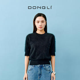 东黎 • 山羊绒女士秋冬拉毛绒时尚圆领半袖 4845