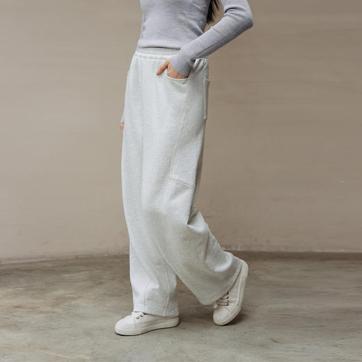 绽放旅行女装711朵/镰刀卫裤多色结构分割线弧型新疆长绒棉休闲裤 商品图2
