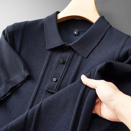 【新款DPF】大依优型翻领POLO毛衣针织短袖背心休闲针织衫毛背心加肥加大上衣男士胖子大码毛衫t恤打底 商品图8