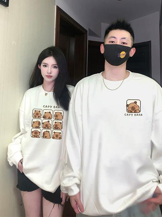 【YW】无忧购韩版卡通印花宽松情侣款百搭休闲320g毛圈圆领卫衣(截单后7天发货)25年清仓捡漏 商品图3