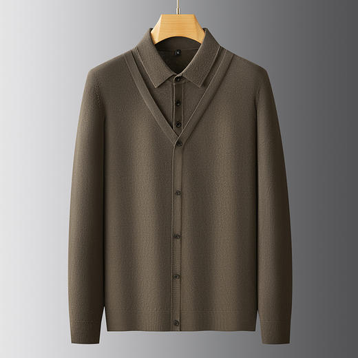 【Q】【假两件】【新款DPF】大依优型大码假两件长袖T恤衬衫领加肥加大肥佬休闲商务宽松透气上衣打底 商品图6