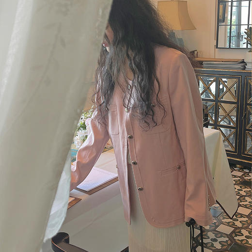 【顺丰包邮】43335 洛诗琳秋季新款羊毛色织小香风西装外套女220092 商品图1