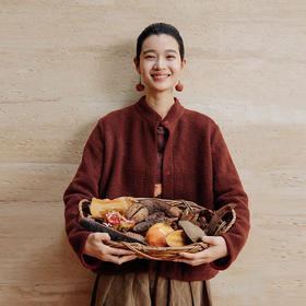 绽放旅行女装725朵/柿子短外套绒感羊毛棉摇粒绒开襟半高领上衣