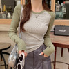 【时髦撞色Tee，甜酷范儿~穿搭精髓妥妥拿捏】美式复古拼色插肩袖长袖t恤 女生新款内搭打底衫 修身辣妹上衣-QQ 商品缩略图0