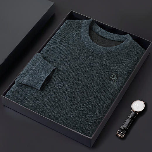 【加绒】【新款DWP】大依优型大码加绒卫衣圆领长袖加肥加大休闲运动上衣男打底衫胖子 商品图4