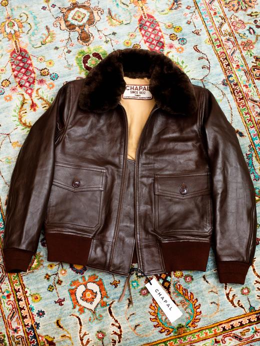 Chapal G-1 棕色小羊皮飞行员夹克 商品图1