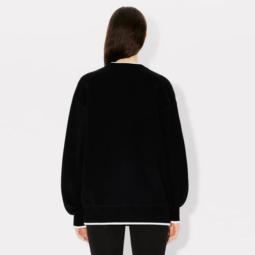 KENZO 高田贤三 女士小海棠花徽标刺绣混纺羊毛针织开衫 黑色 FE62 CA466 3LF 99J 商品图2