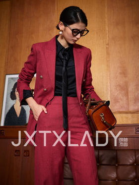 “无问西东”颈袖添香2024春季新款职业套裤琥珀色时尚气质套裤AT1XC3438