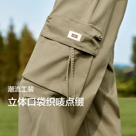 森马休闲裤男冬季潮流工装风抽绳宽松直筒长裤松紧腰裤子时尚百搭 商品图2