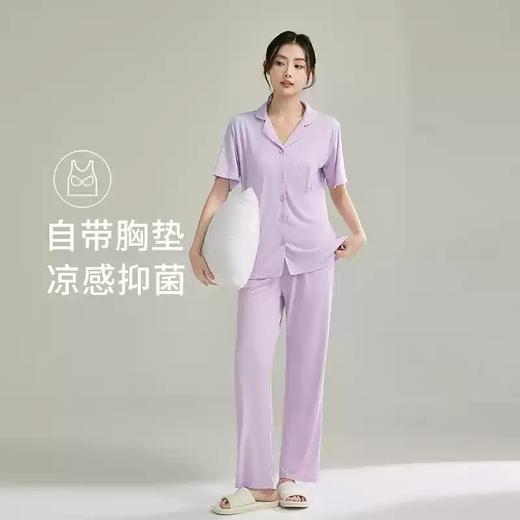 康妮雅女式短袖长裤开襟套装 商品图0
