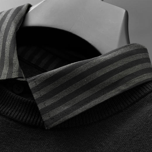 【假两件】【新款DPF】大依优型大码假两件长袖T恤衬衫领中厚毛衣针织衫加肥加大肥佬休闲商务宽松透气上衣打底 商品图9