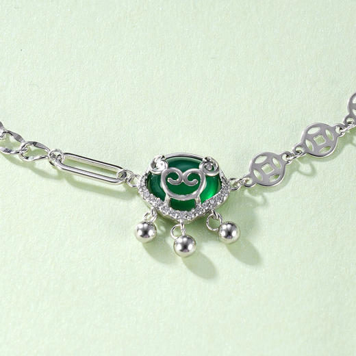子佩集S925银【锁清欢】手链【SL011097】纯银时尚绿玉髓锁2409 商品图2