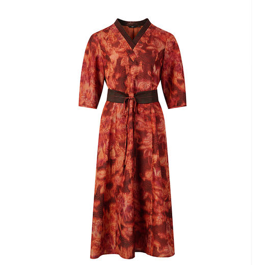 TANGY Collection/天意精品2024冬季新品中国风印花女士中长款连衣裙 商品图4