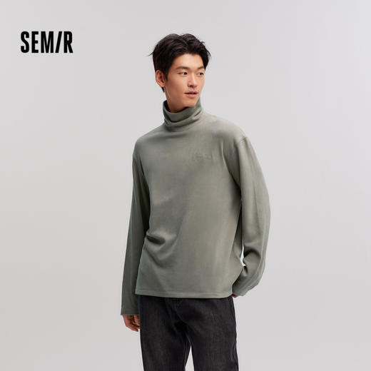 森马长袖T恤男发热保暖高领打底上衣冬季新款堆堆领基础内搭 商品图1