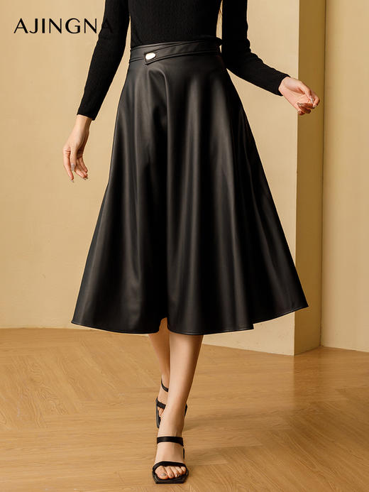 【商场同款】阿菁娜2024秋季新款A字蓬松挺括高腰伞裙A29D113011 商品图0