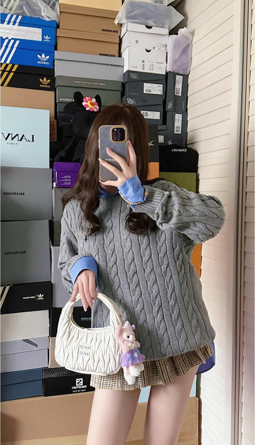 【缪缪 Wander系列】 金属刻字徽标凸纹拉链开合 软羊革 Hobo包腋下包斜挎单肩包 常规 女款 白色小号（HH） 商品图2