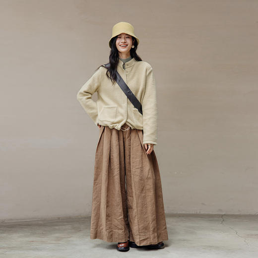 绽放旅行女装725朵/柿子短外套绒感羊毛棉摇粒绒开襟半高领上衣 商品图3