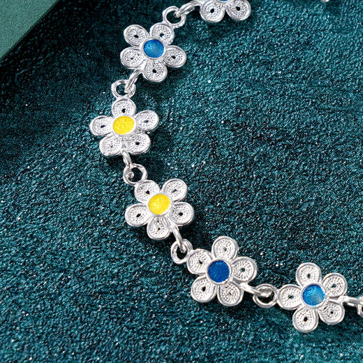 子佩集S990银【繁花缘】手链【QFSL015】纯银花丝珐琅彩2409 商品图2