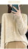 雀说 春秋季纯羊毛衫女薄款镂空针织开衫针织圆领长袖毛衣外套4ZF-073 商品缩略图6