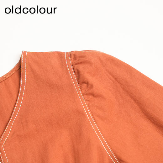 oldcolour气质V领小个子高腰显瘦长袖连衣裙DM33103114 商品图2
