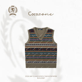 COCO ZONE ”英伦学院“ 撞色V领无袖针织衫CC1C2253