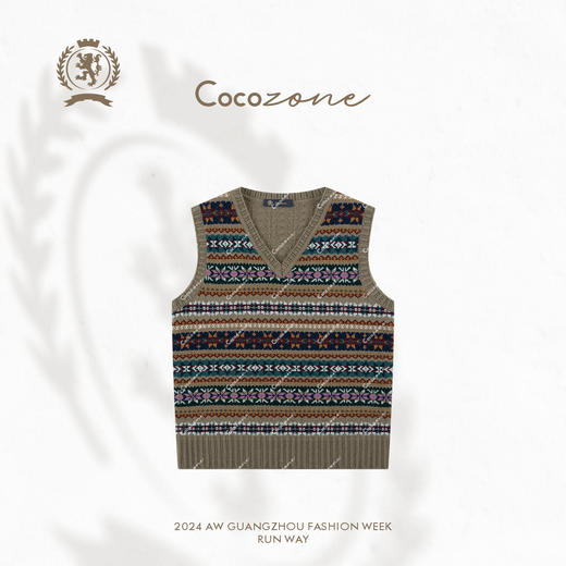 COCO ZONE ”英伦学院“ 撞色V领无袖针织衫CC1C2253 商品图0