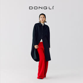 东黎 •  山羊绒女士秋冬西服领燕尾款宽松双面呢羊绒中长款大衣 4140