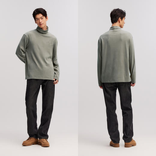 森马长袖T恤男发热保暖高领打底上衣冬季新款堆堆领基础内搭 商品图3