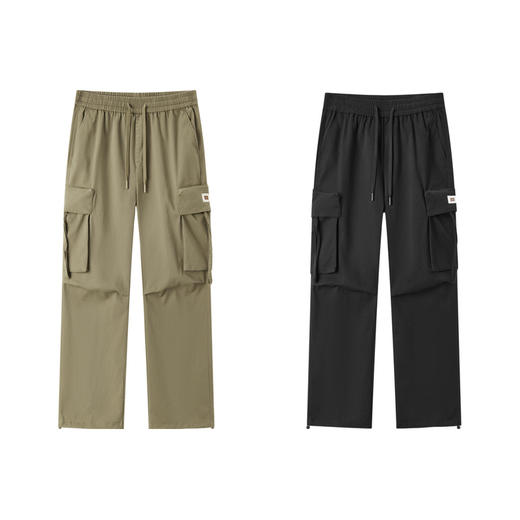 森马休闲裤男冬季潮流工装风抽绳宽松直筒长裤松紧腰裤子时尚百搭 商品图4