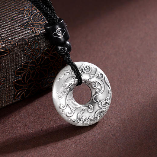 子佩集S999银【瑞兽迎门】套链【ZXFTL004】仿古原创作品平安扣带绳项链2409 商品图3